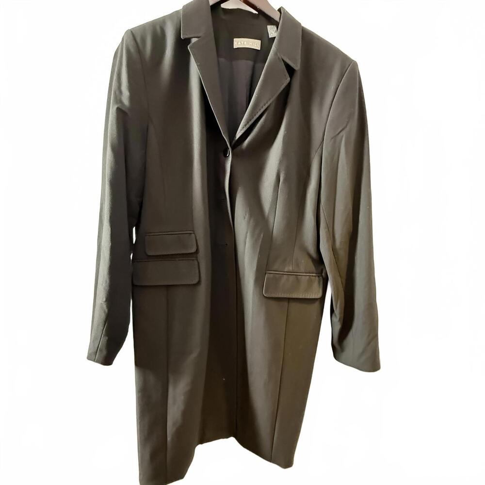 KATE HILL NWT Black Button Front Trench Coat Wms SZ 16. MSRP $174‎ LuxuryClassic